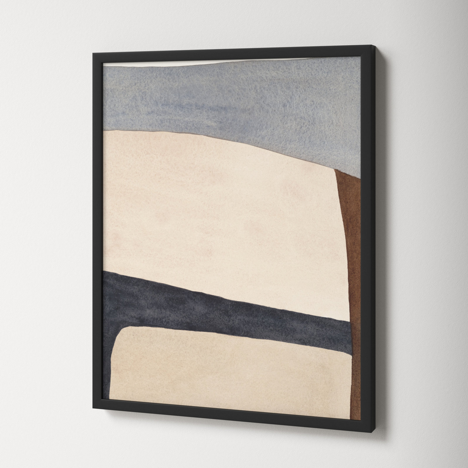 Divided By Blue 1 by Julia Balfour, White Framed, 38" H x 30" W x 1.25" D, Black