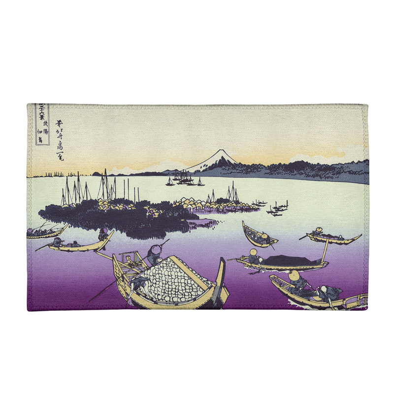 Tapis mauve / gris de l'île de Tsukuda dans la province de Musashi, Rectangle 2 pi x 3 pi