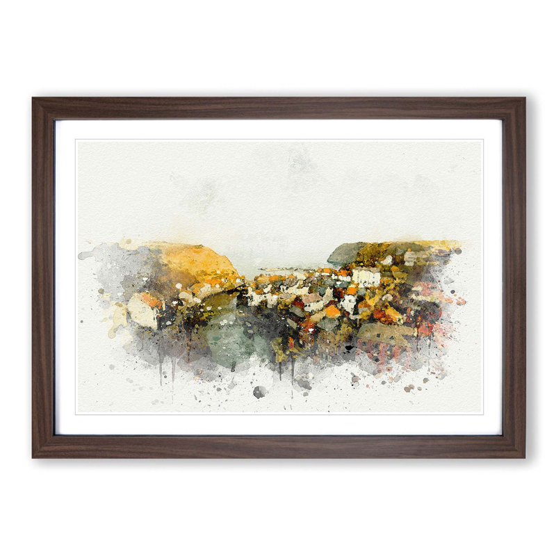 Staithes in North Yorkshire in Abstract - Framed Print, Walnut Framed, 62cm H x 87cm W x 2cm D