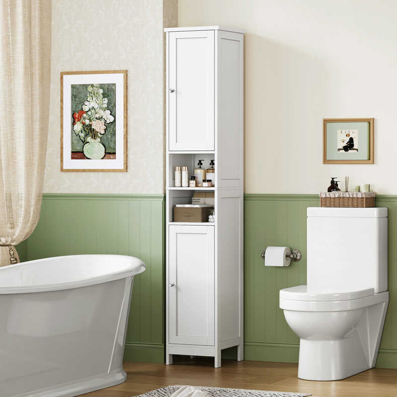 Armoire d'appoint H 67 po avec tablettes et portes réglables, armoire de rangement, armoire de salle de bain pour petit espace, salon, entrée, cuisine