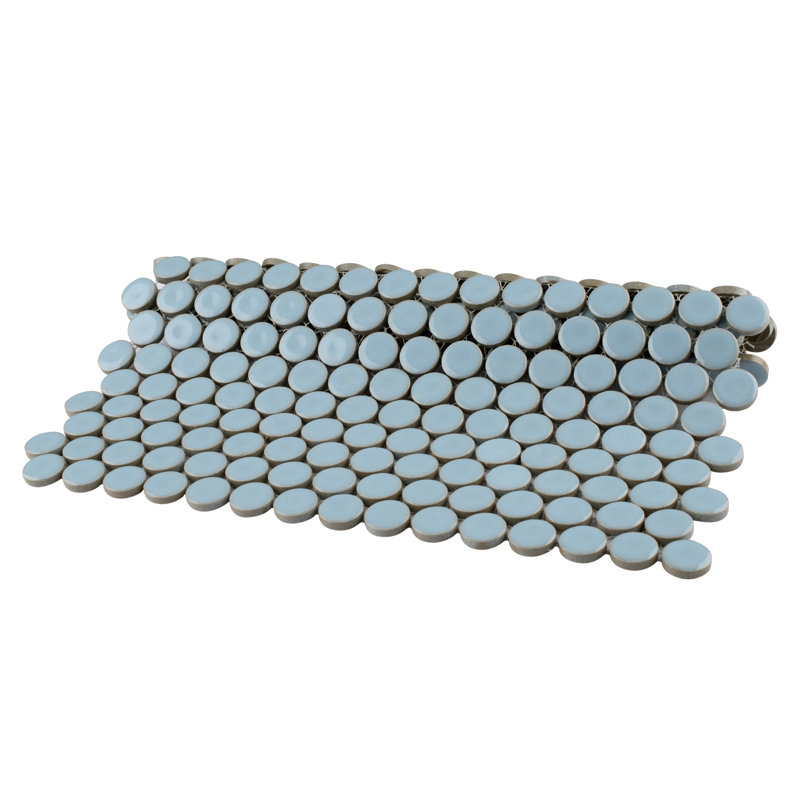 Hudson Penny Round .80" x .80" Porcelain Penny Round Mosaic Wall & Floor Tile, Cashmere Blue