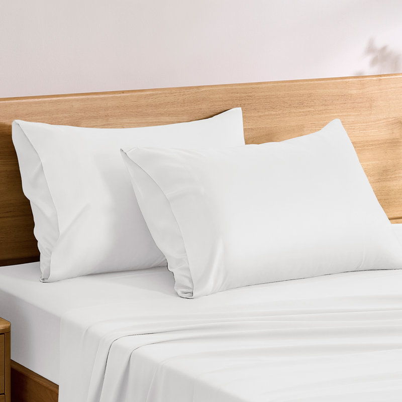 TOSMO Bamboo Viscose Pillow Case 2 Pack Breathable & Cooling, Classic White, Standard Pillowcase Pack