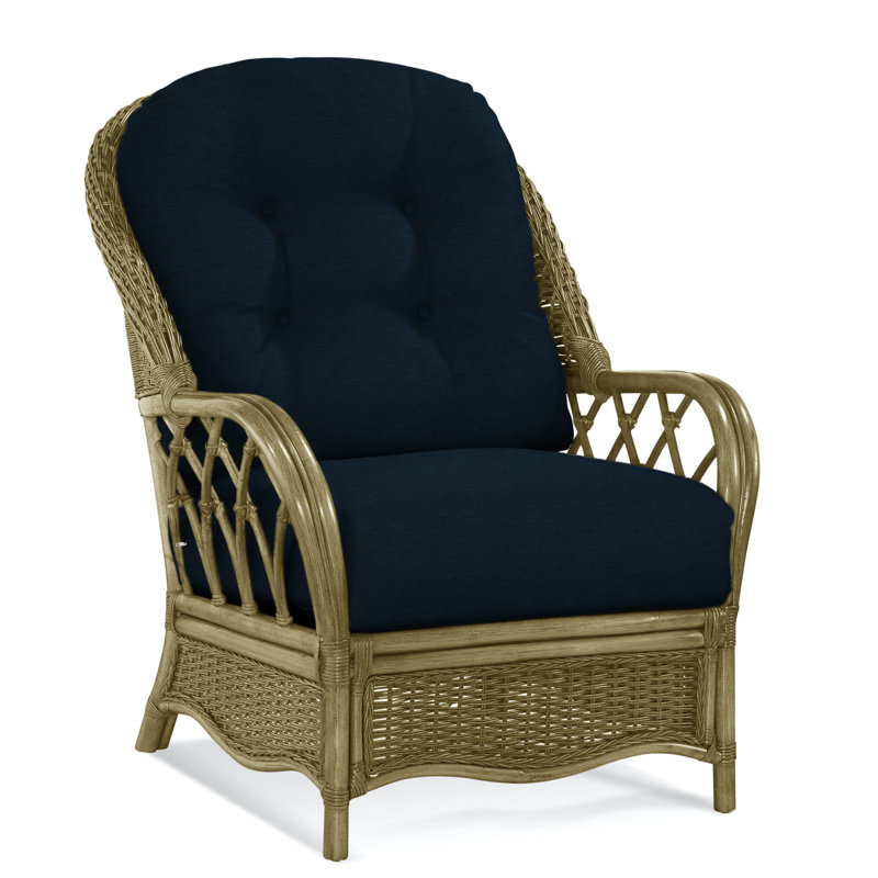Chaise avec accoudoirs en rotin Everglade, Performance gris sucre; 0863-84, Laiton