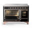 Cuisinière à induction 48 pouces avec 6 éléments à induction en noir brillant (garniture cuivre) Majestic III Series-124828920-124828927