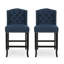 Ensemble de 2 tabourets de comptoir à oreilles capitonnés en tissu Vienna Vienna, bleu marine et brun foncé-2110969263