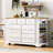 Kitchen Island with 6 Drawers, Pull Out Trash Can Storage, Rolling Kitchen Island on 5 Wheels with Drop Leaf, Power Outlet, 5 Open Side Racks for Kitchen, Dining Room-1213540164