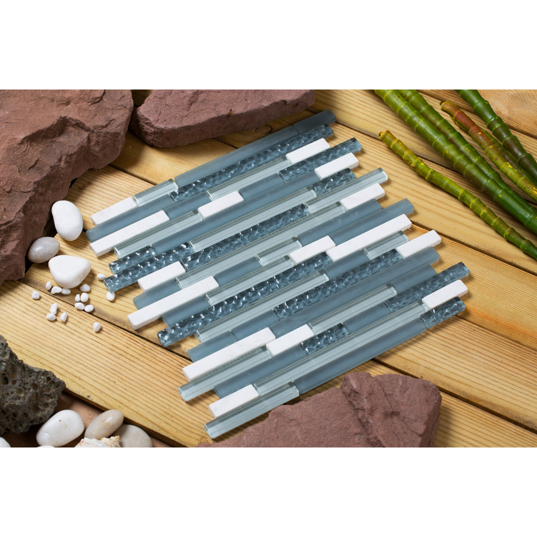 Fara Random Sized Glass Linear Mosaic Wall & Floor Tile Mirrella 