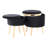 Tray Contemporary Storage Ottoman With Matching Stool In Black Velvet And Natural Wood Legs By