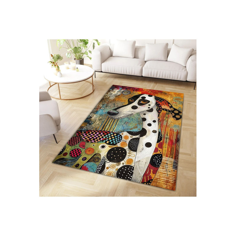 Tapis décoratif multicolore à motif tressé Northern Dog, Sous-tapis rectangulaire de 3 pi 3 po x 4 pi 11 po