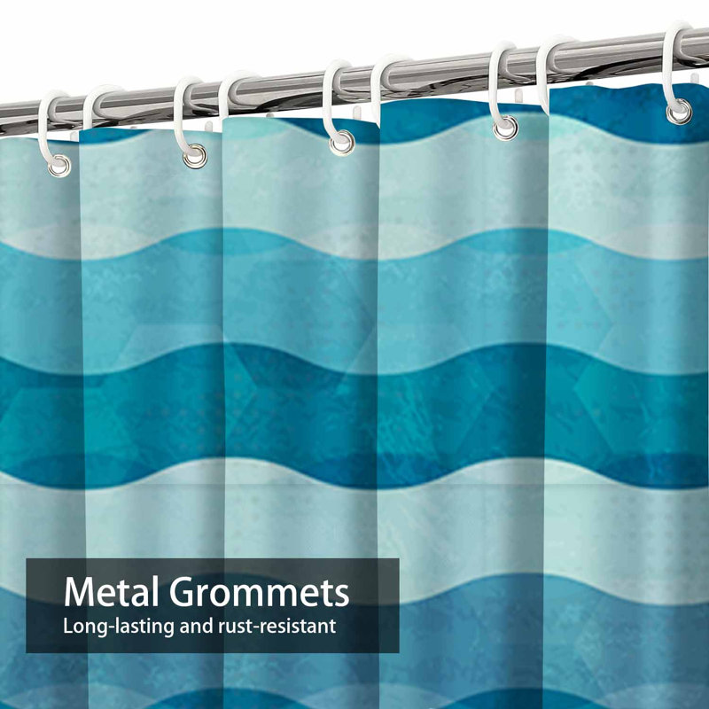 Rideau de douche abstrait avec vagues et mer, L 72 po x l 84 po