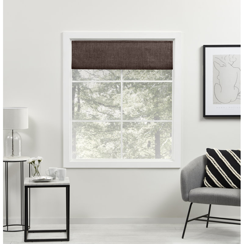 Exclusive Home Acadia 100% Blackout Roman Shade, 31"W x 64"L, Brown