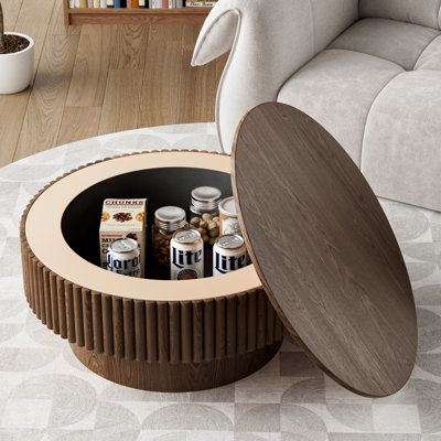 Table basse ronde avec rangement