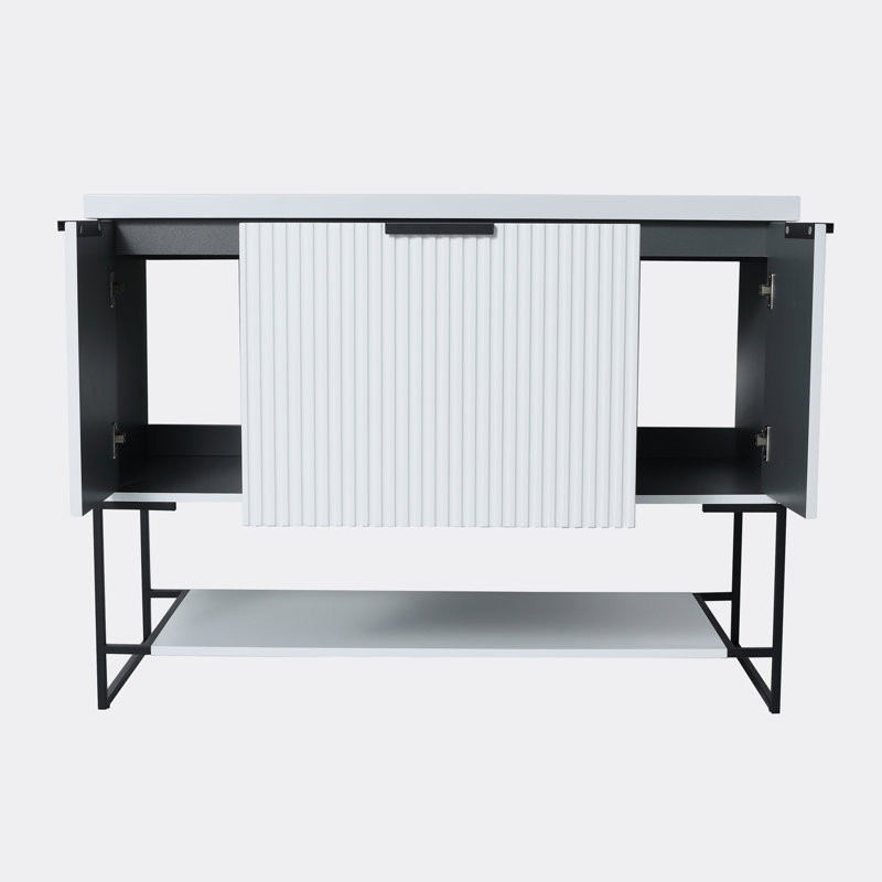 Meuble-lavabo autoportant avec lavabo en résine, Blanc