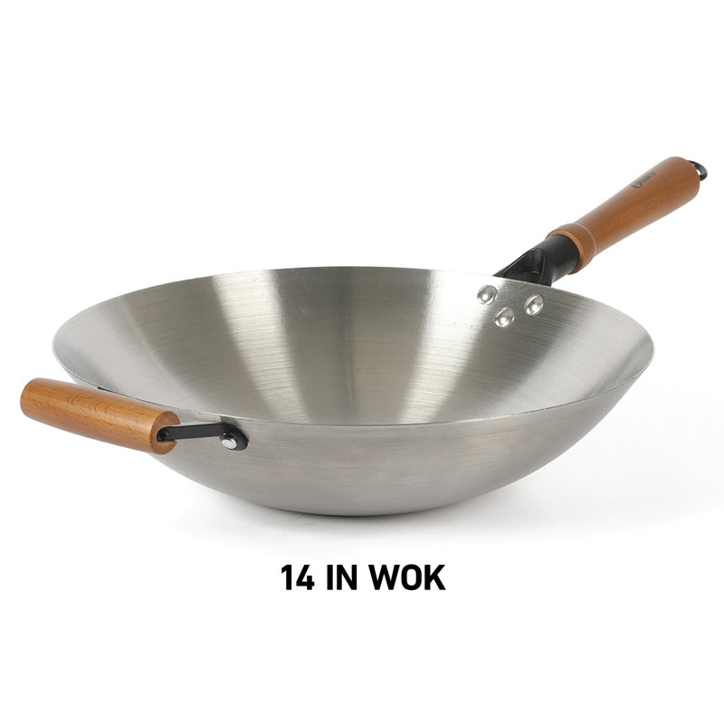 Oster Sangerfield 14-Inch Stainless Steel Wok with Wood Handles
