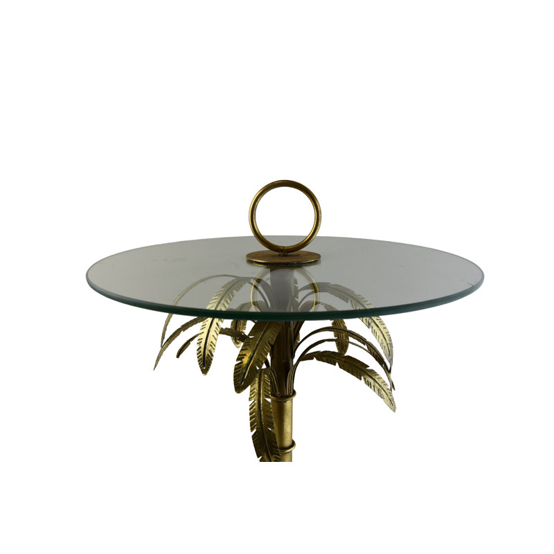Exann Glass Top Pedestal End Table