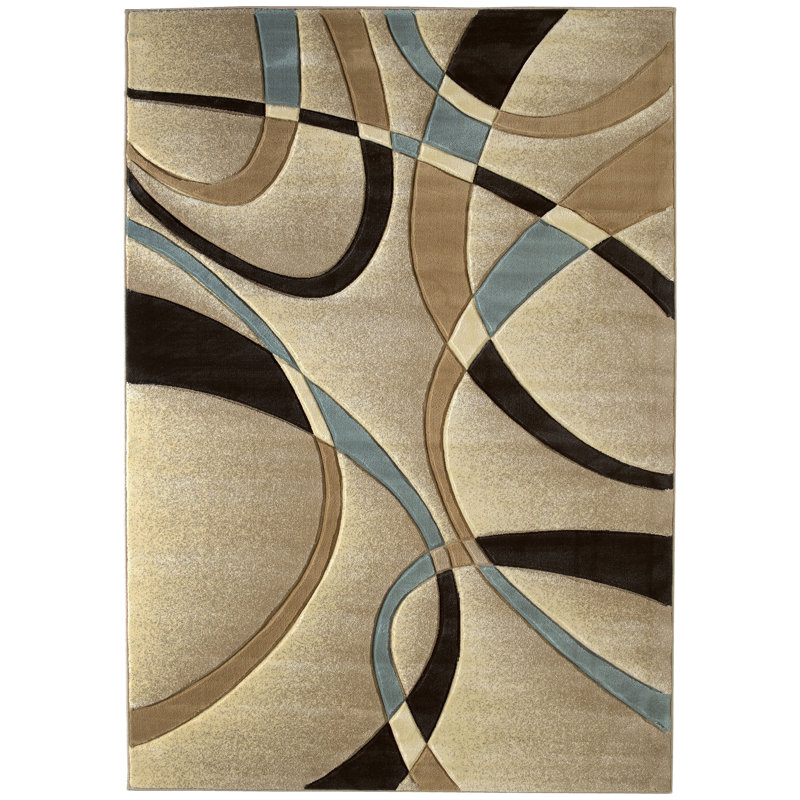 Tapis beige à motif abstrait Dov, Rectangle 7 pi 10 po x 10 pi 6 po