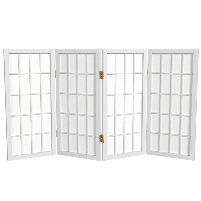Paravent court Alex H 26,5 po, Blanc, 4 panneaux