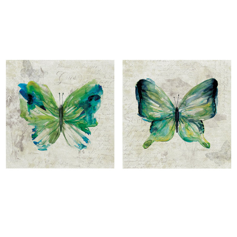 «Butterfly S croquis I & II» par Carol Robinson, ensemble de 2 reproductions sur toile, H 16 po x l 16 po x P 2 po