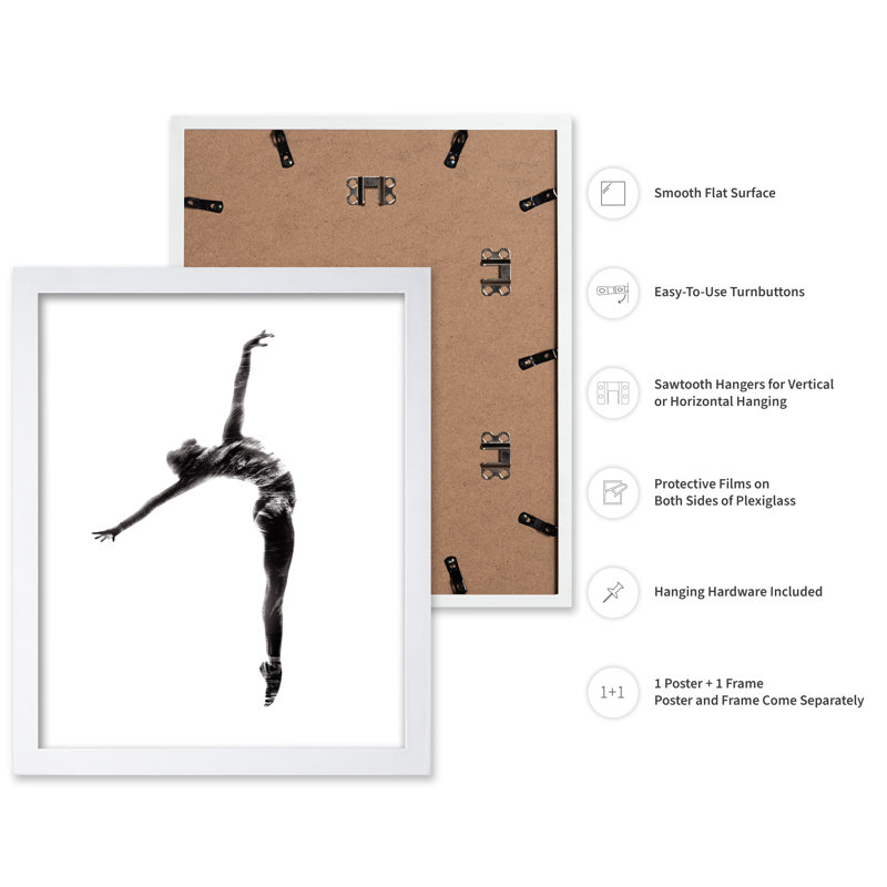 Danseur de ballet, H 18 po x l 24 po, Affiche, Encadrement blanc