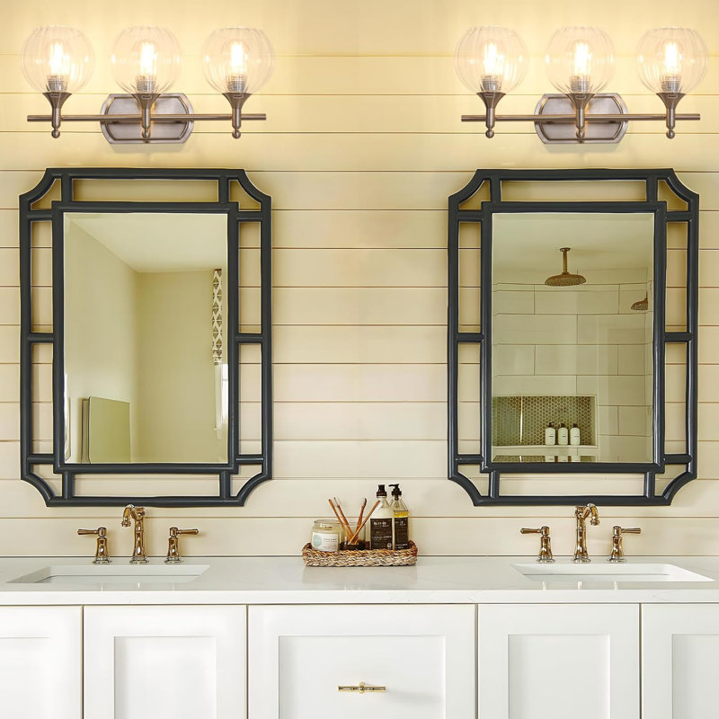 Luminaires de salle de bain en nickel brossé avec base claire E26 câblée (Max 60W) pour salle de bain