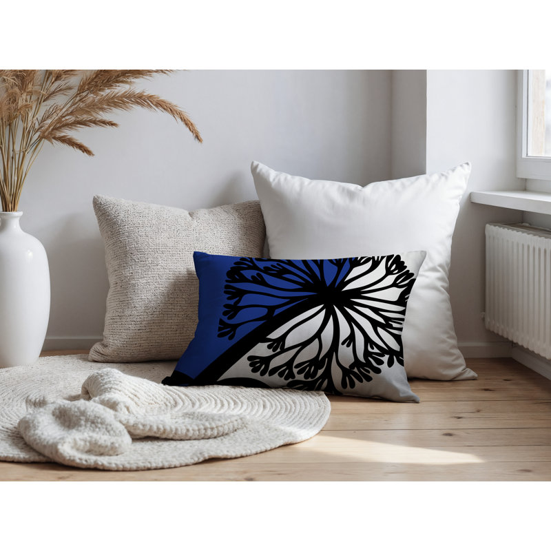 Oreiller rectangulaire réversible intérieur / extérieur Aldy, Marine, Rectangle H 14 po x l 20 po