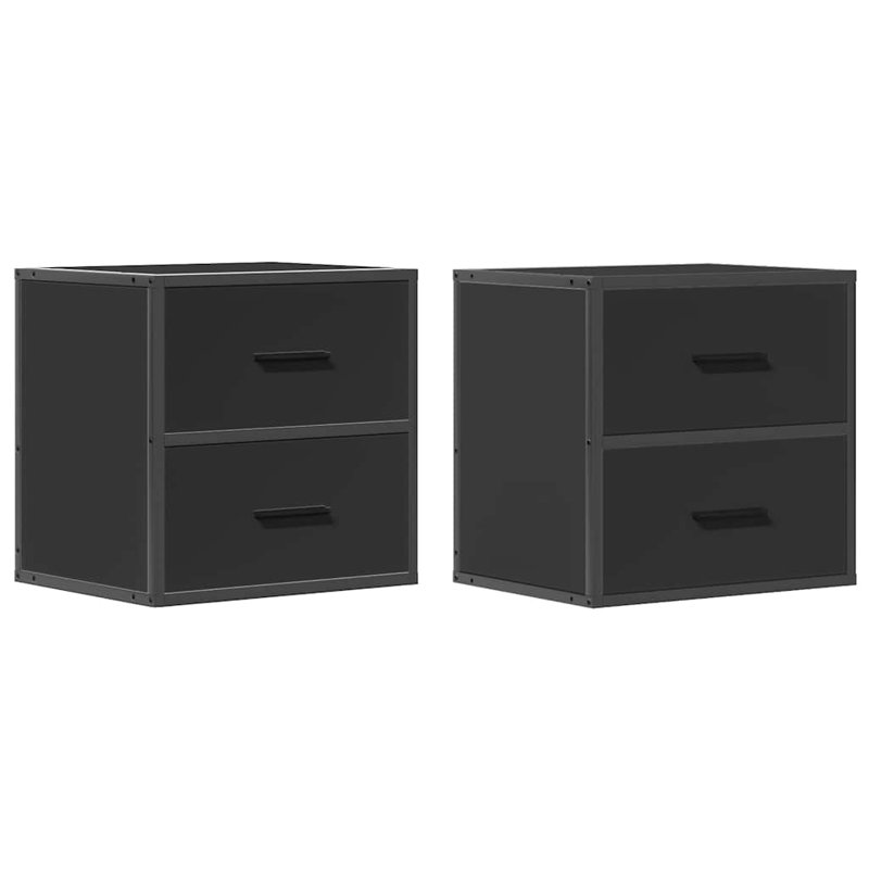 40cm W Metal Bedside Table, Black