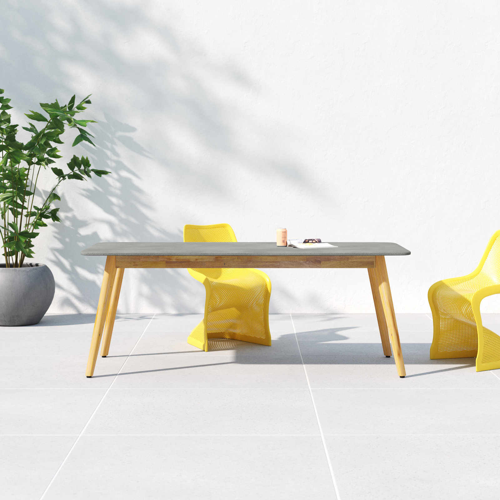 Capps Polycement Outdoor Dining Table, 36" W x 79" L x 30" H
