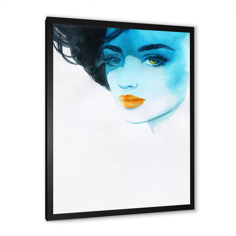 Portrait d'un élégant mannequin X - œuvre d'art sur toile Glam, H 20 po x l 12 po x P 1 po, Cadre photo noir