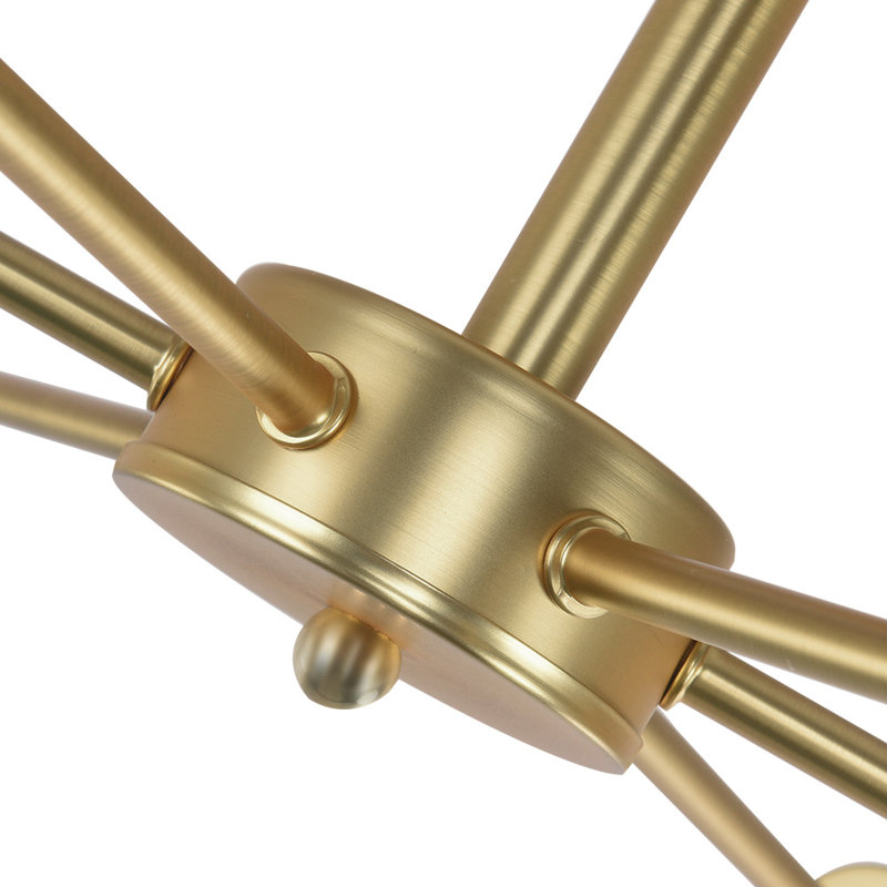 Heathfield 6-Light Industrial Sputnik Brass Semi Flush Mount