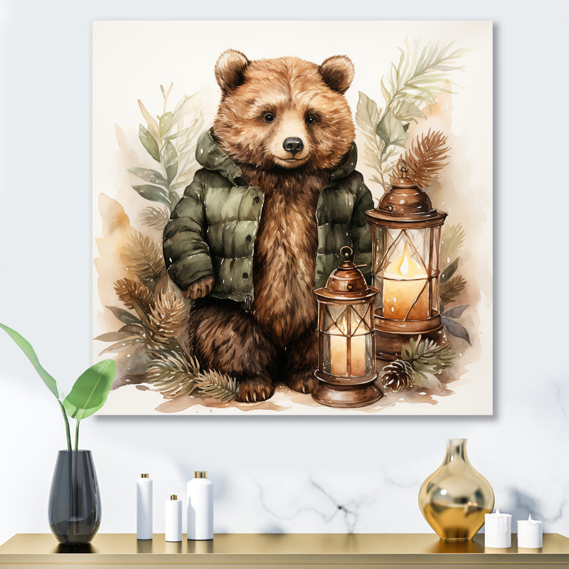 Ours en peluche de Noël, pépinière III - art mural en métal de l'ours en peluche, H 29 po x l 29 po