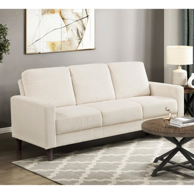 Moderne et 2 pièces, velours côtelé beige doux, mousse haute densité en coussins, pieds en faux bois pour espace de vie principal, revêtement en velours côtelé, coussins de rembourrage