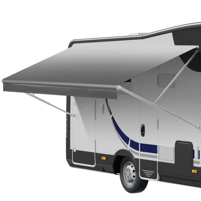Toile de remplacement pour auvent de camping-car, auvent de remplacement en vinyle résistant à l'eau résistant aux intempéries de 15 pi (tissu 14 pi 2 po) de 18 oz, UPF50 + auvent extérieur imperméable pour véhicule récréatif, camping-car, remorque, décoloration grise