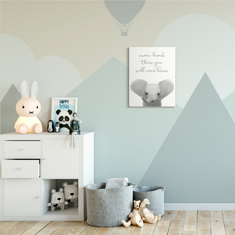 Annabel plus aimée que vous ne le saurez jamais Éléphant mignon, Toile tendue, H 20 po x l 16 po x P 1,5 po