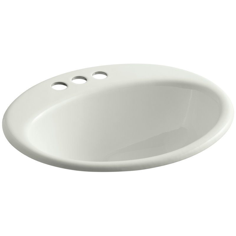 Farmington Metal Oval Drop-In Bathroom Sink with Overflow, Dune, 4" Center