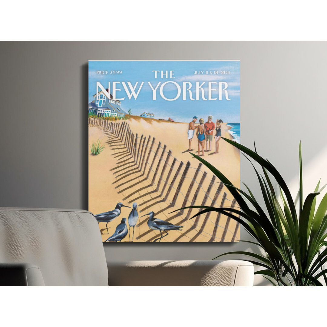 Beach Scene Canvas Wall Art, New Yorker Cover Print, Coastal Decor, Gallery Wrapped Matte, Ready to Hang, Archival Quality