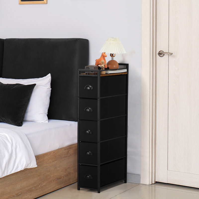 Rangement à 5 tablettes en tissu noir, Noir