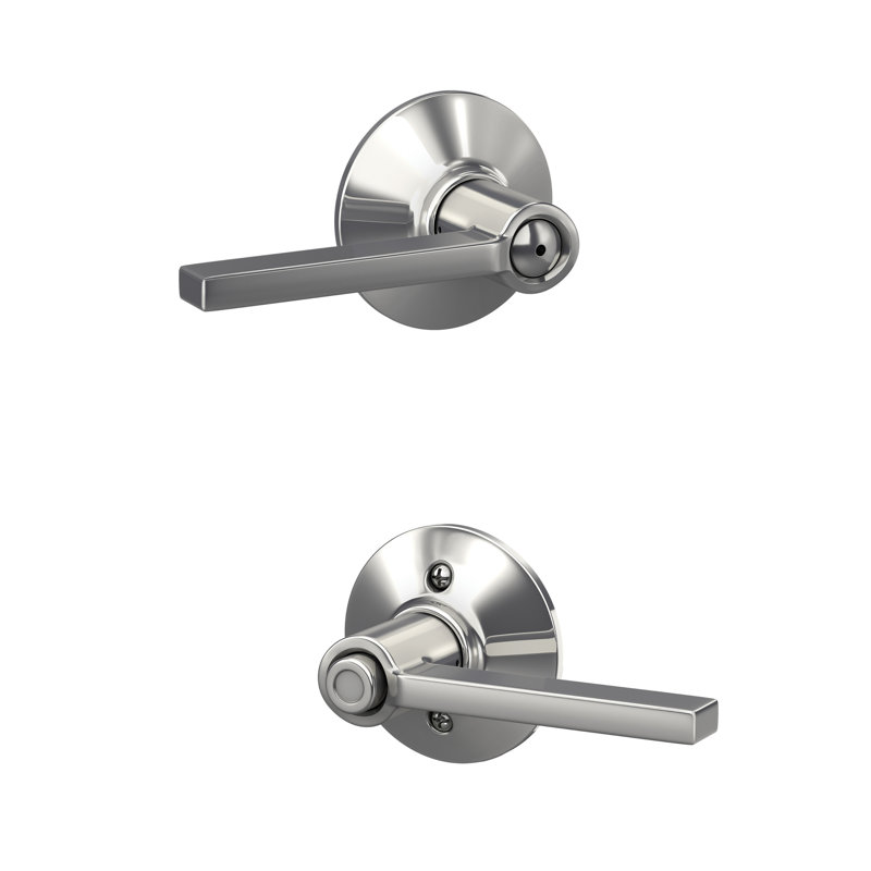Latitude Lever Bed and Bath Door Lock, Polished Chrome