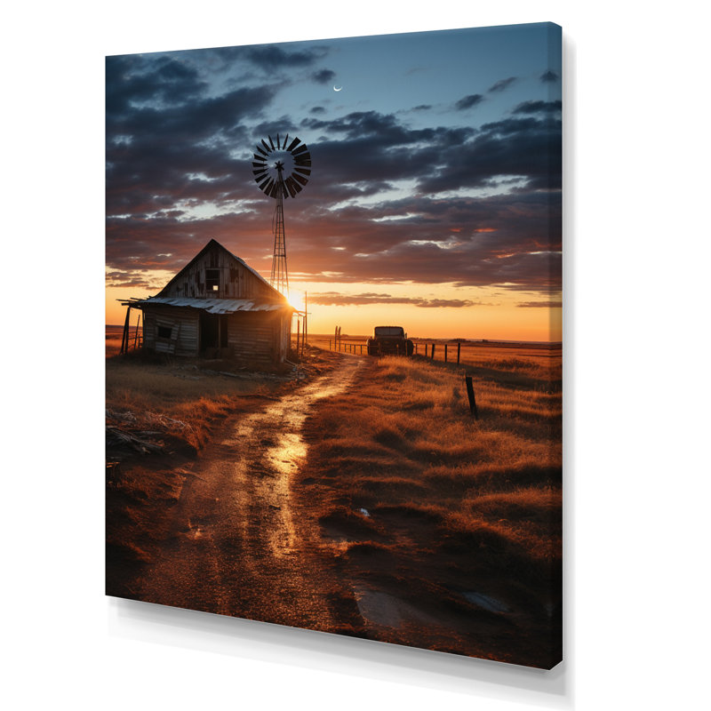 «Miah Wind Turbines Country Charm IV», reproduction d'art sur toile, 32" H x 16" W, Toile tendue