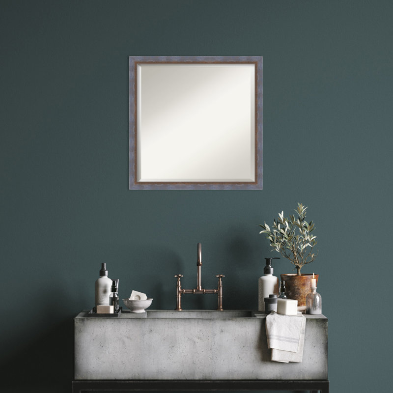Miroir mural Xion, 22,25 po x 22,25 po, Bleu, Carré