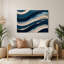 Art mural horizontal horizontal rayé bleu marine en métal ivoire-1254195892