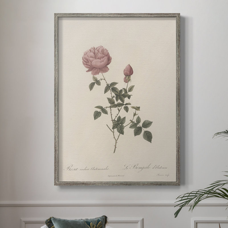 Impression florale vintage encadrée CXL III - bois massif, H 11 po x l 9 po