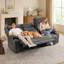 Ensemble de fauteuils inclinables manuels 2 pièces modernes avec porte-gobelets en acier inoxydable, fauteuil coulissant en cuir végétalien Gravity, noir-132790038-132790041