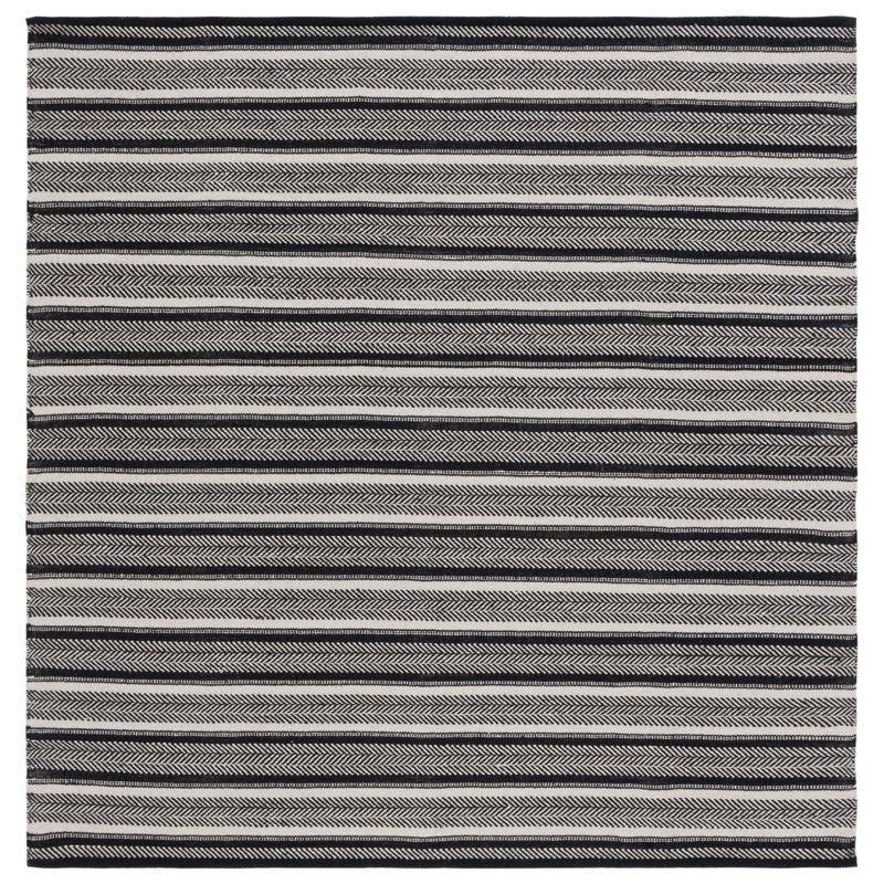 Annia Flat Weave Cotton Striped Rug, Square 6'