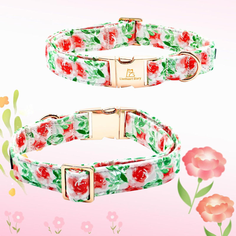 Collier pour chien Collier pour chien avec fleur Printemps Été Colliers mignons pour chien ou fille Colliers pour chien doux et durables réglables pour chien