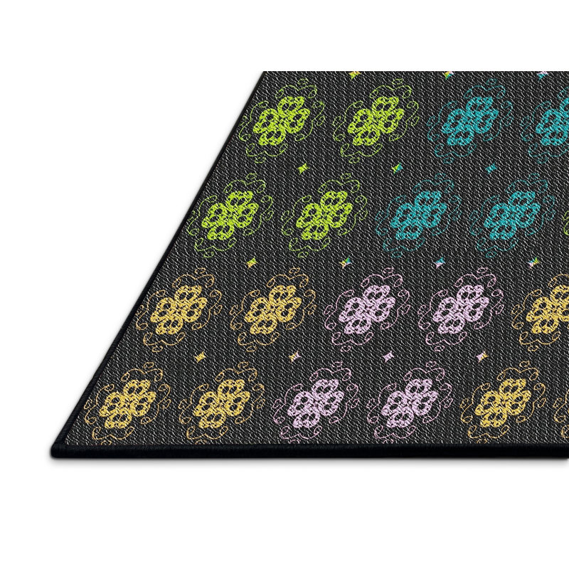 Tapis abstrait jaune / noir / vert, Rectangle 8 pi x 12 pi