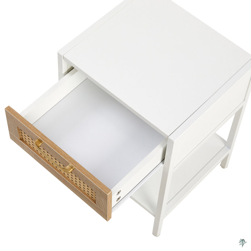 Table de bout avec rangement Arwyn, Blanc, Blanc