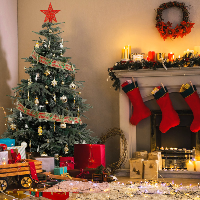 Ensemble de 73 décorations de boules de Noël incassables pour Noël, Doré