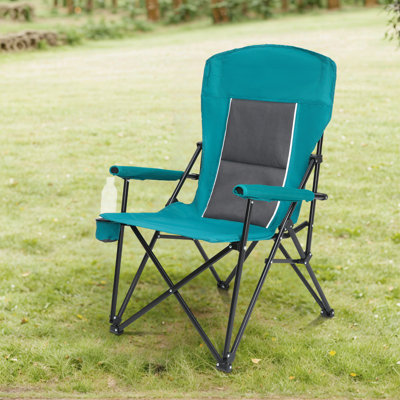 High Back Heavy Duty Lawn Chair;portable Collapsible Chair With Cup Holder