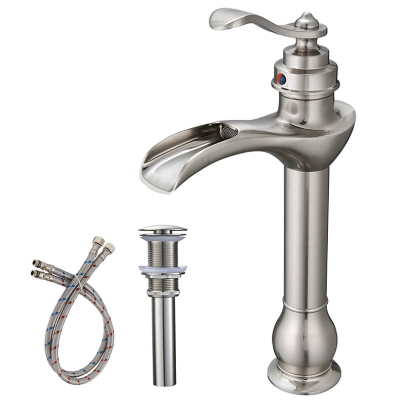 Single-handle Bathroom Faucet with Drain Assembly, Brushed Nickel