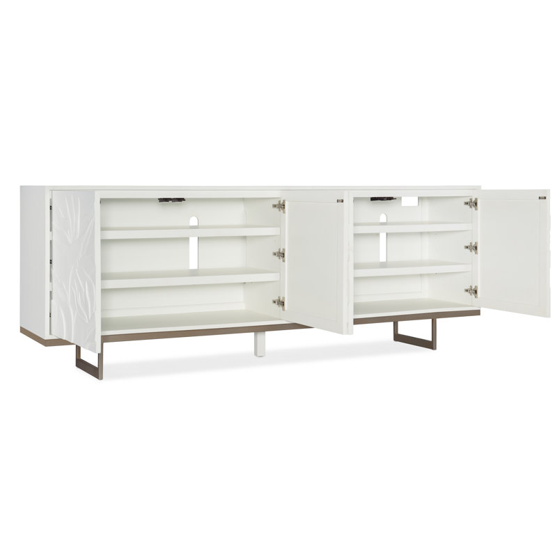 White and Gold 92'' Floral Motif Sideboard